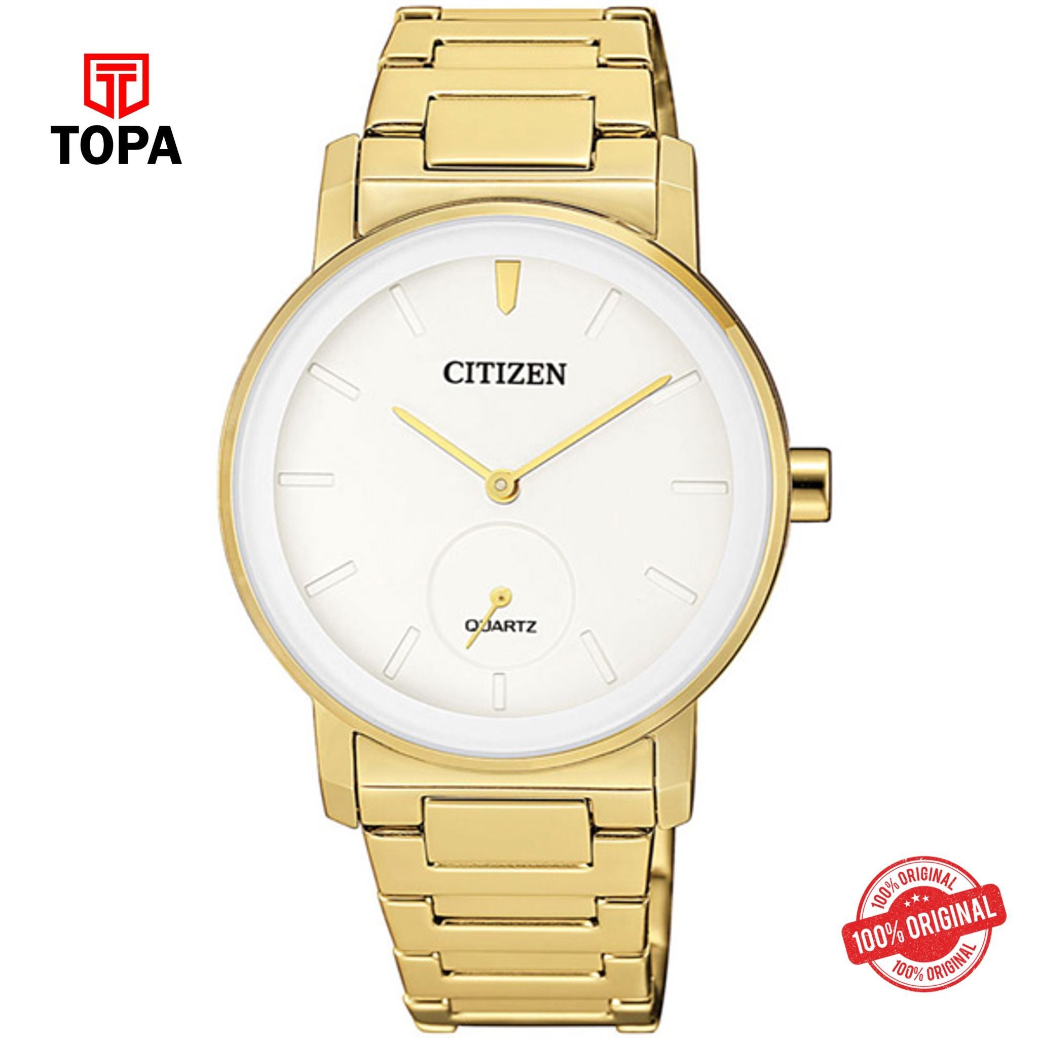 Citizen EQ9062-58A gold dial quartz analog women's watch