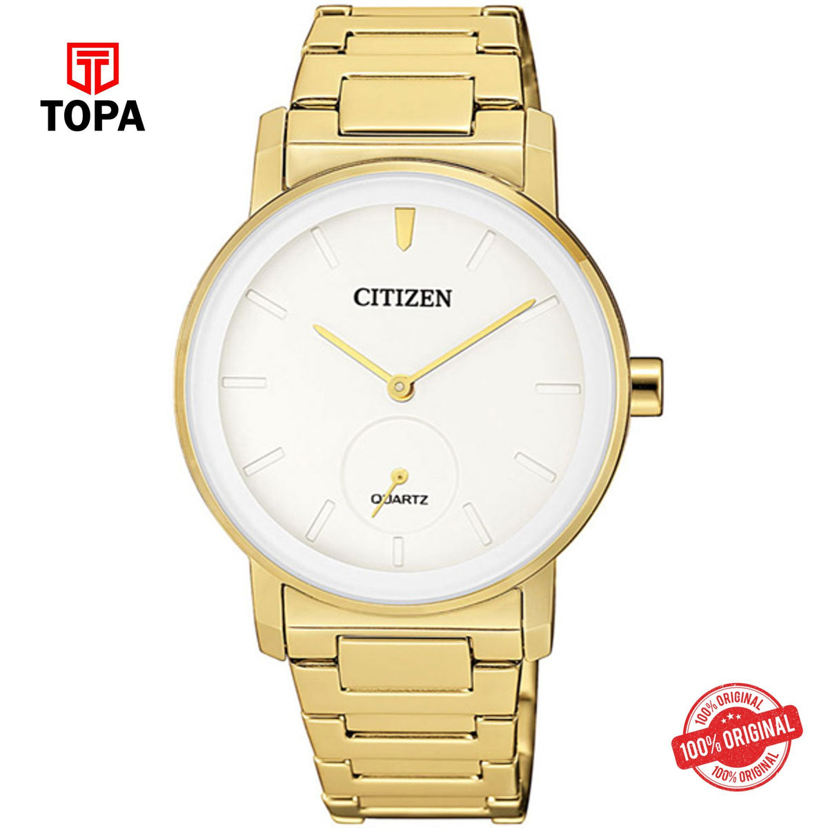 Citizen EQ9062-58A gold dial quartz analog women's watch