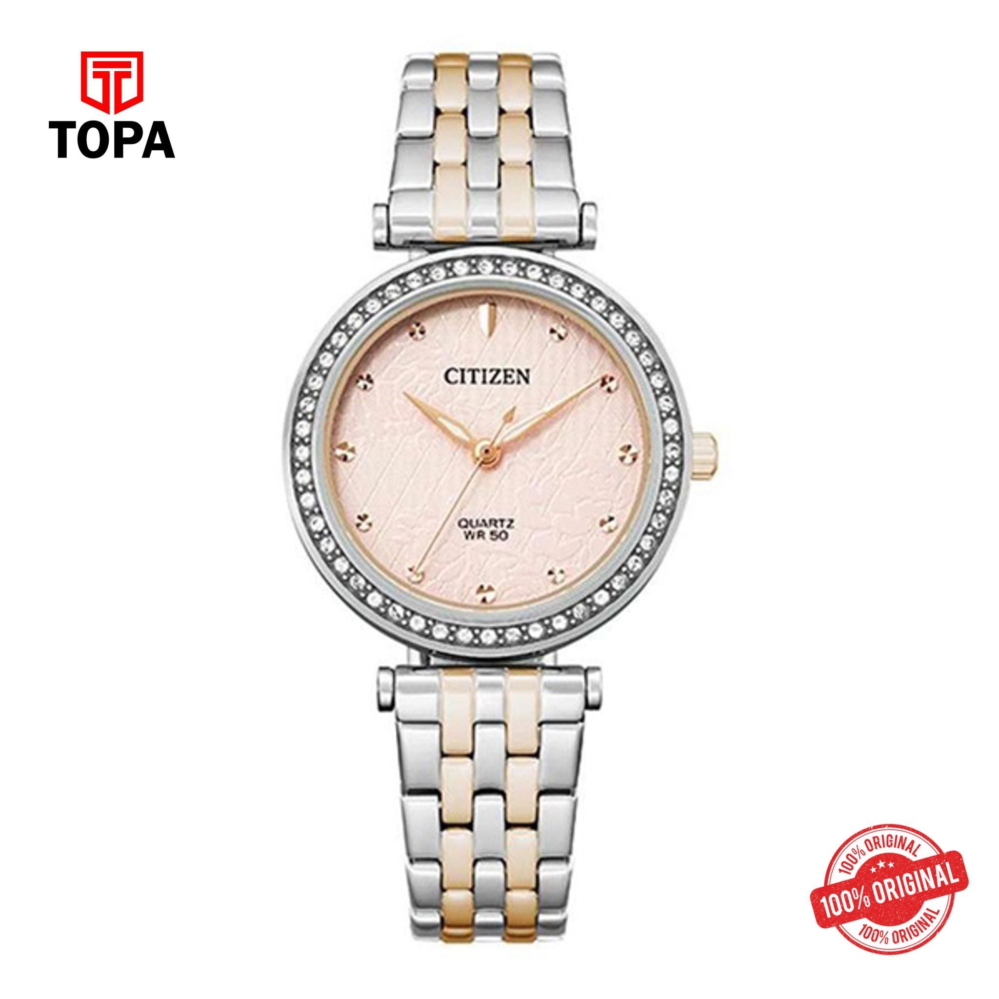 Citizen ER0218-53X pink dial quartz analog women's watch