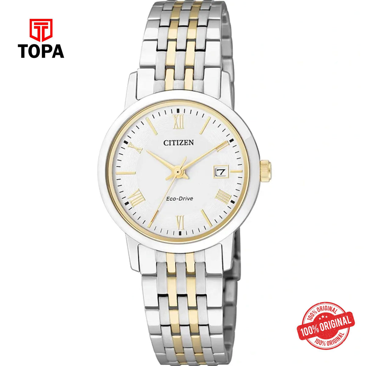Citizen EW1584-59A white dial eco-drive analog women's watch