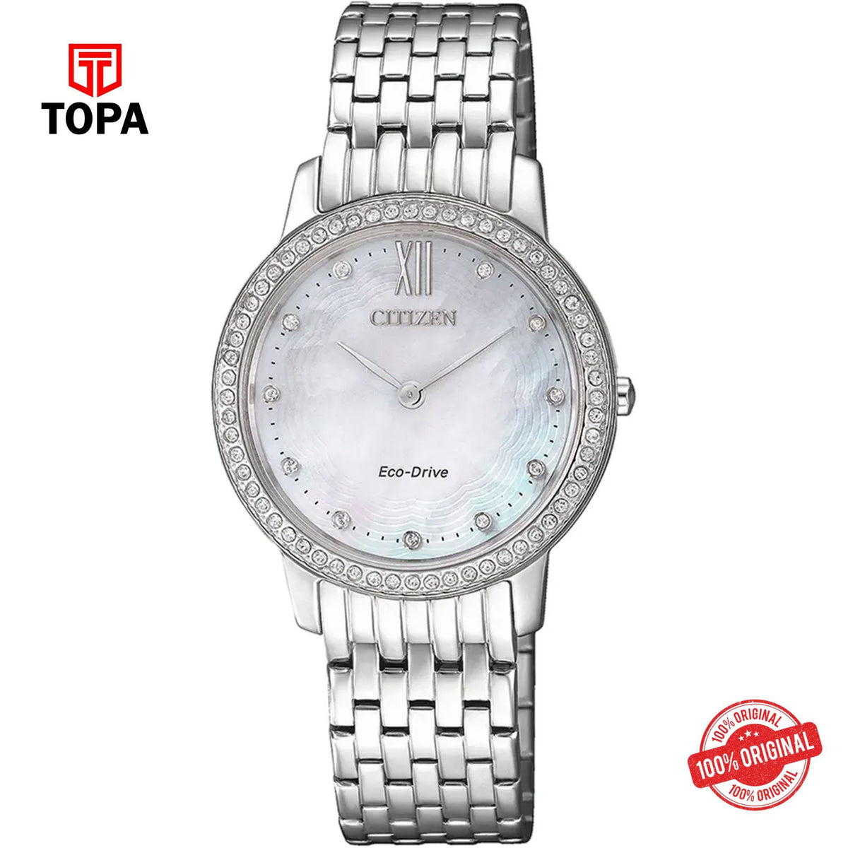 Citizen EX1480-82D mother of pearl dial eco-drive analog women's watch
