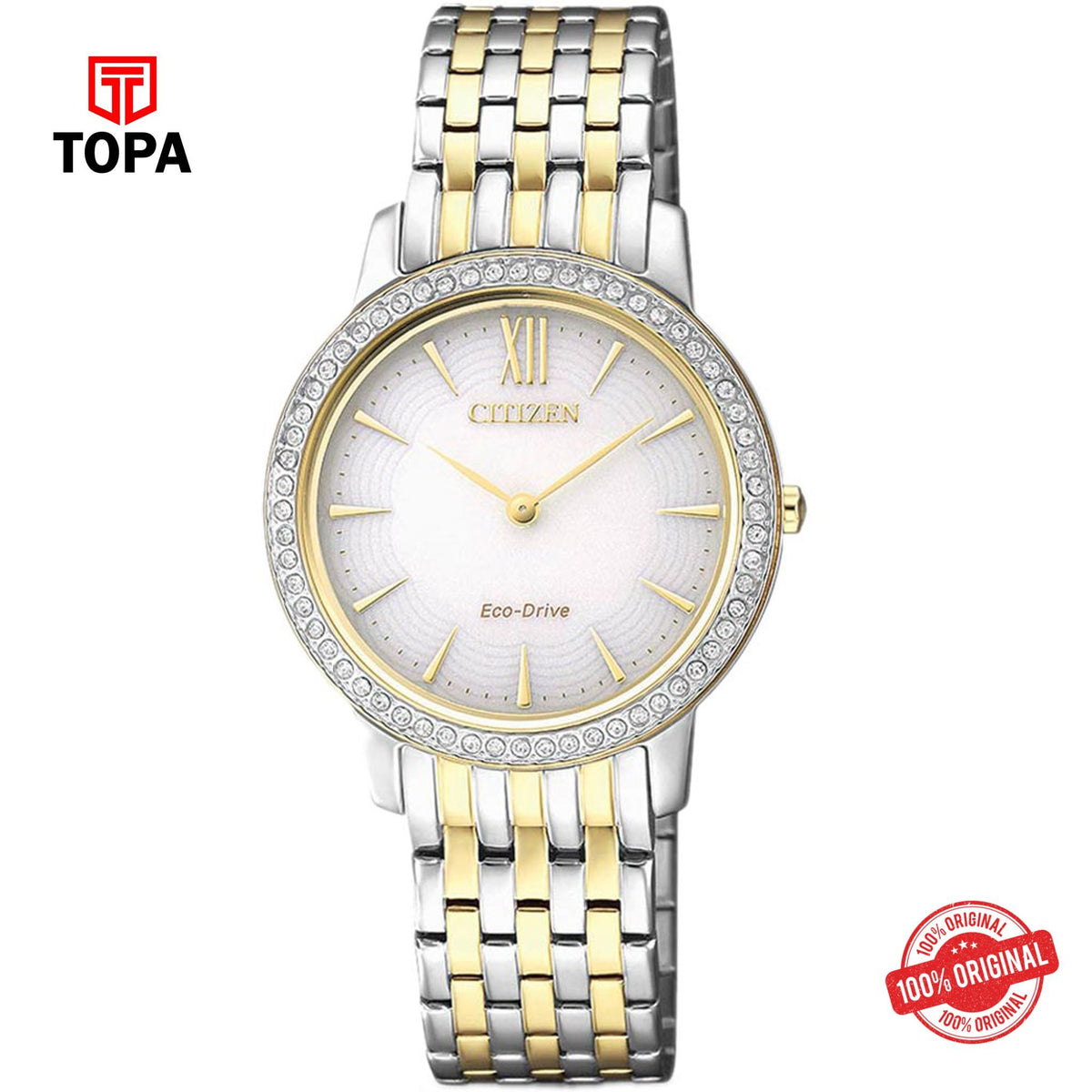 Citizen EX1484-81A white dial eco-drive analog women's watch
