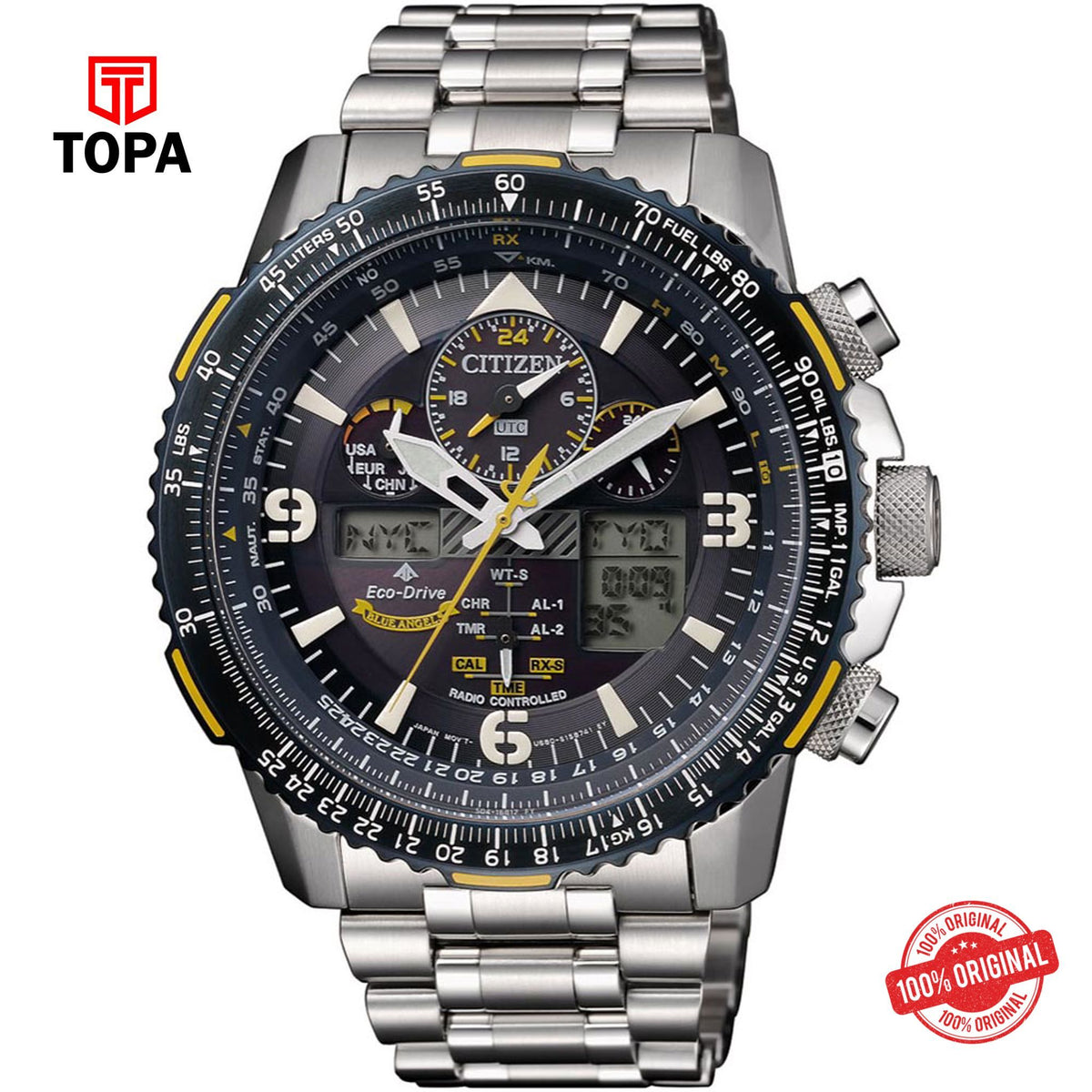 Topa Citizen-JY8078-52L-Metal-Band-Mens-Watch-Eco-Drive-Chronogra - Product Image 1