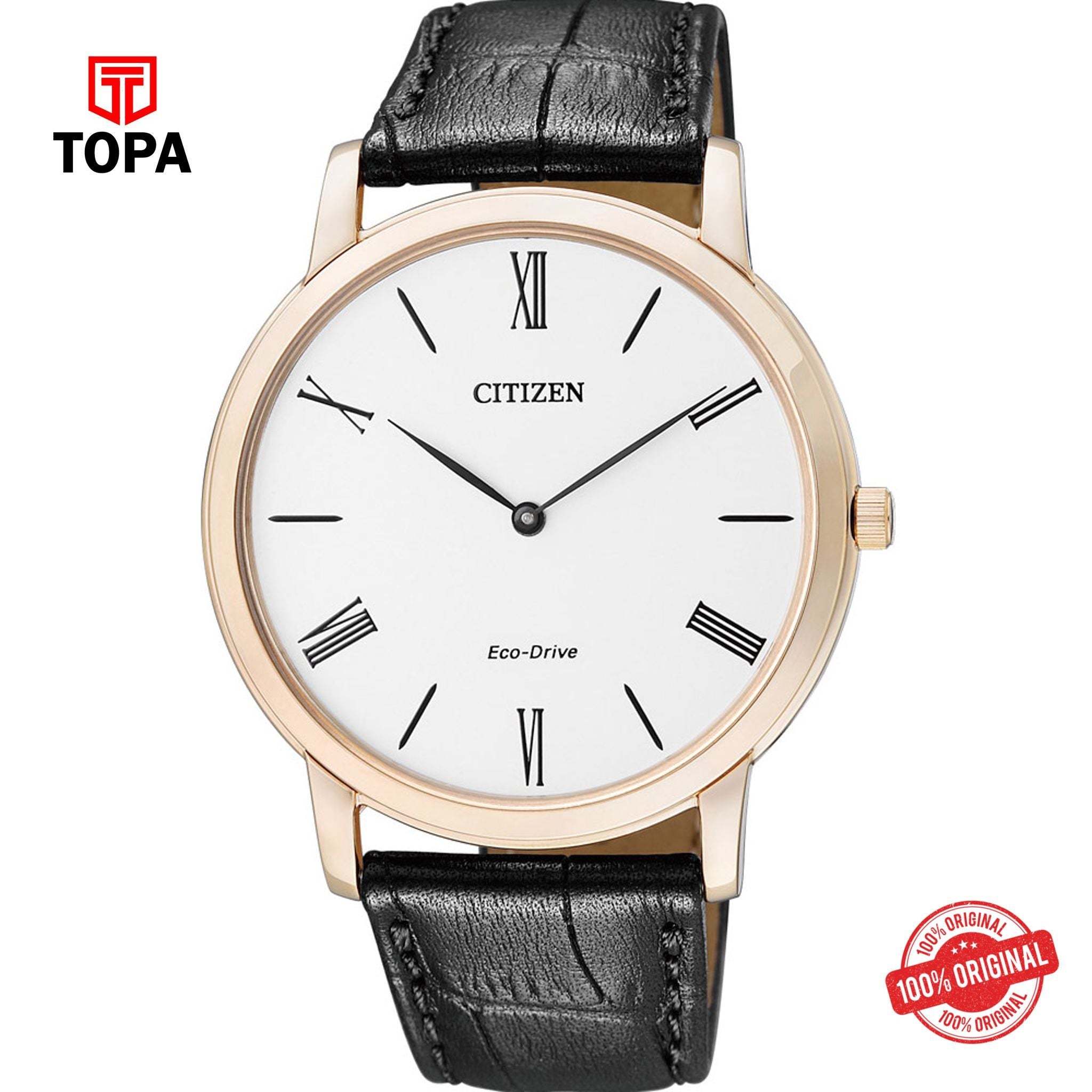 Topa Citizen-Mens-Eco-drive-Ultra-Slim-Brown-Leather-Dress-Watch - Product Image 1