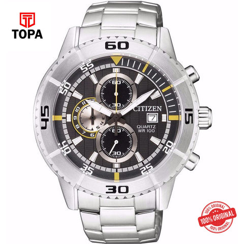 Topa Citizen-Mens-Stainless-Steel-Black-Dial-Chronograph-Authenti - Product Image 1