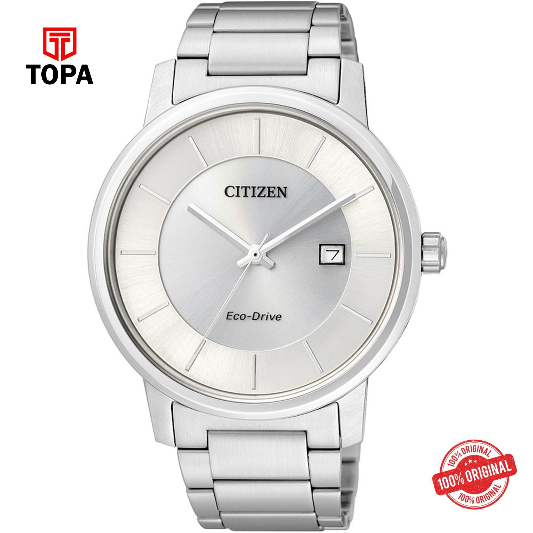 Topa Citizen-Wrist-Eco-Drive-Analog-White-Dial-Mens-Crystal-Watch - Product Image 1