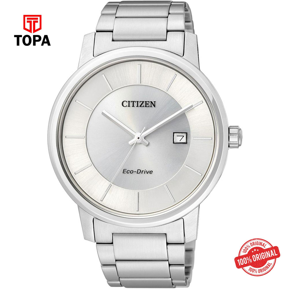 Topa Citizen-Wrist-Eco-Drive-Analog-White-Dial-Mens-Crystal-Watch - Product Image 1