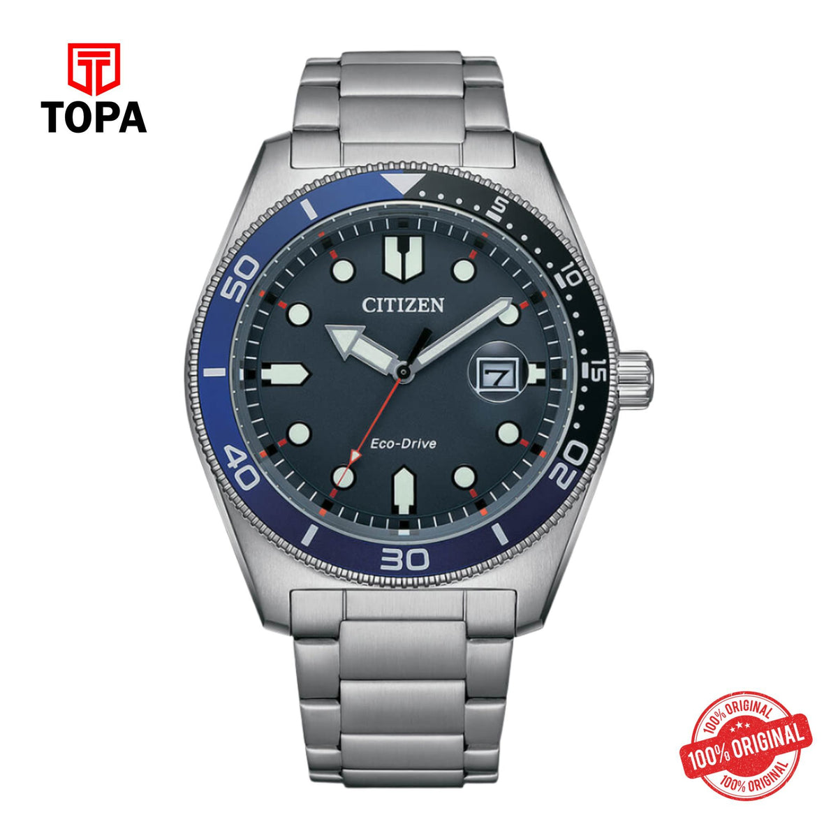 Topa Citizen - AW1761-89L - Eco Drive Stainless Steel Watch For Men - Product Image 1