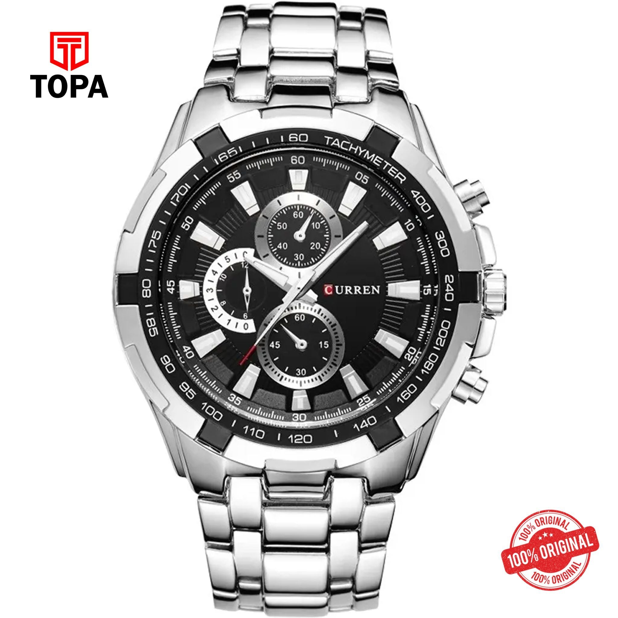 Topa Curren-8023-CH-BLK-Metal-Band-Men-Watch - Product Image 1