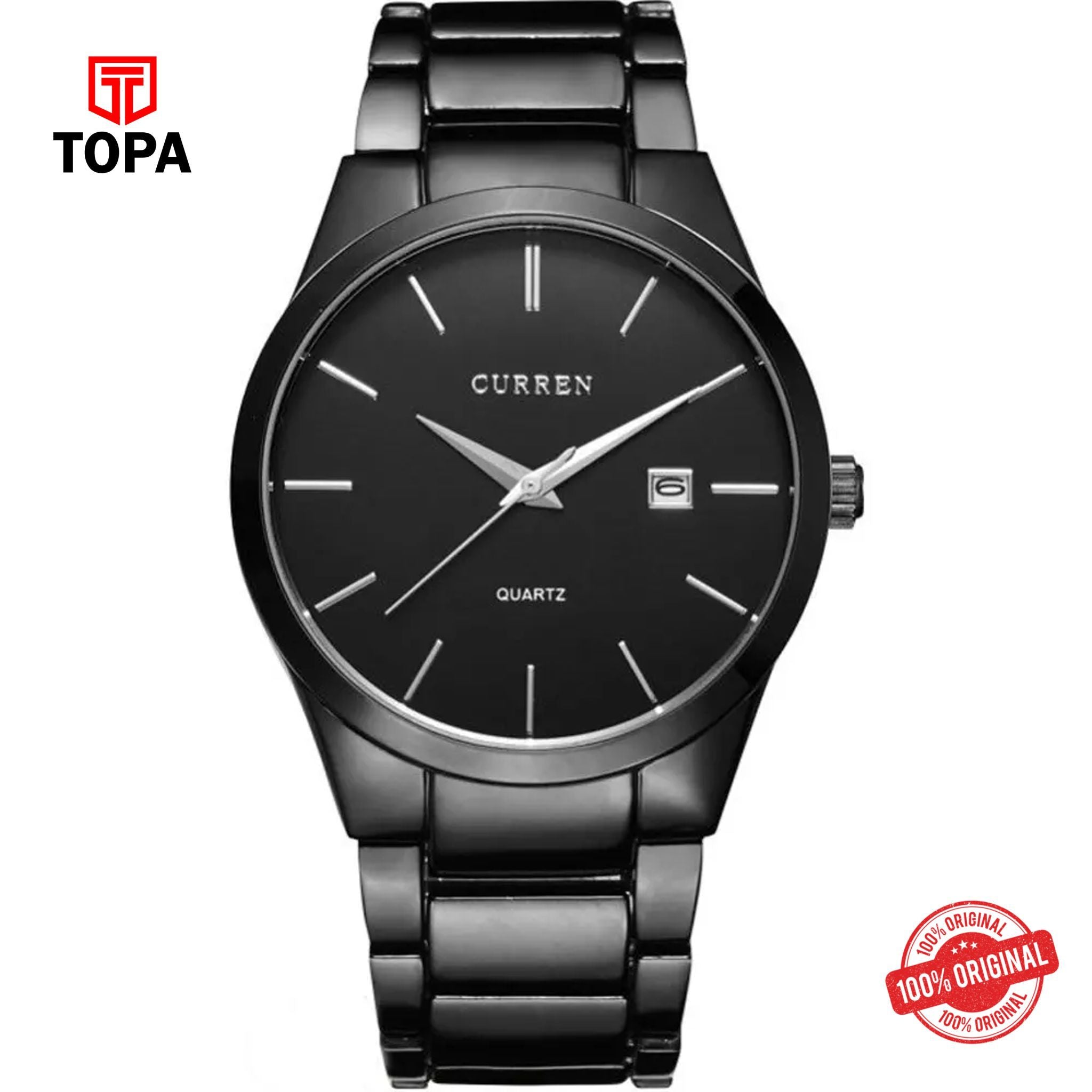 Topa Curren-8106-BLK-Metal-Band-Men-Watch - Product Image 1