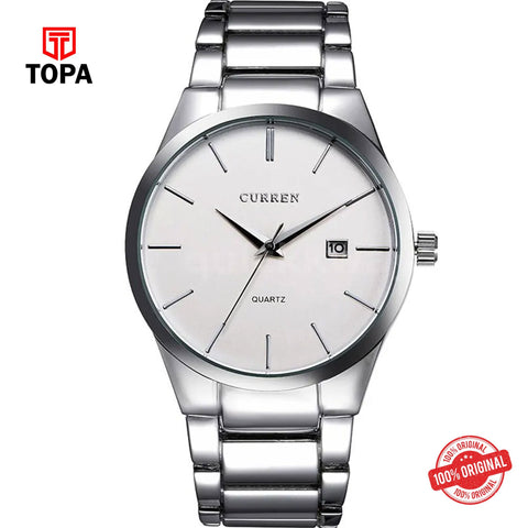 Topa Curren-8106-CH-WHT-Metal-Band-Men-Watch - Product Image 1