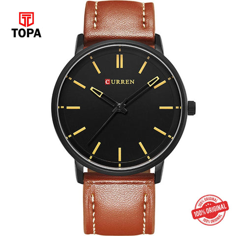Topa Curren-8233-BLK-BRN-Leather-Band-Men-Watch - Product Image 1