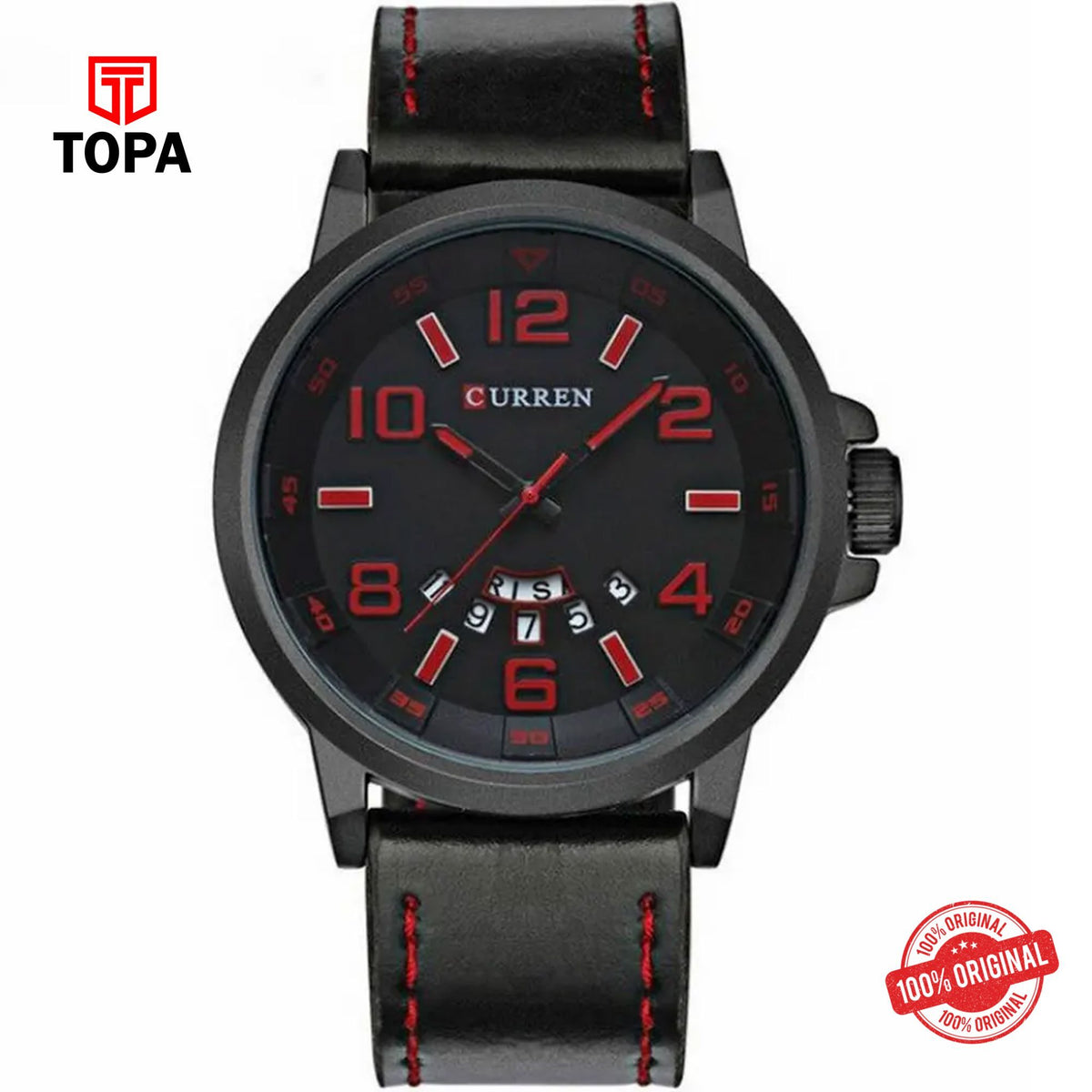 Topa Curren-8240-BLK-Leather-Band-Men-Watch - Product Image 1