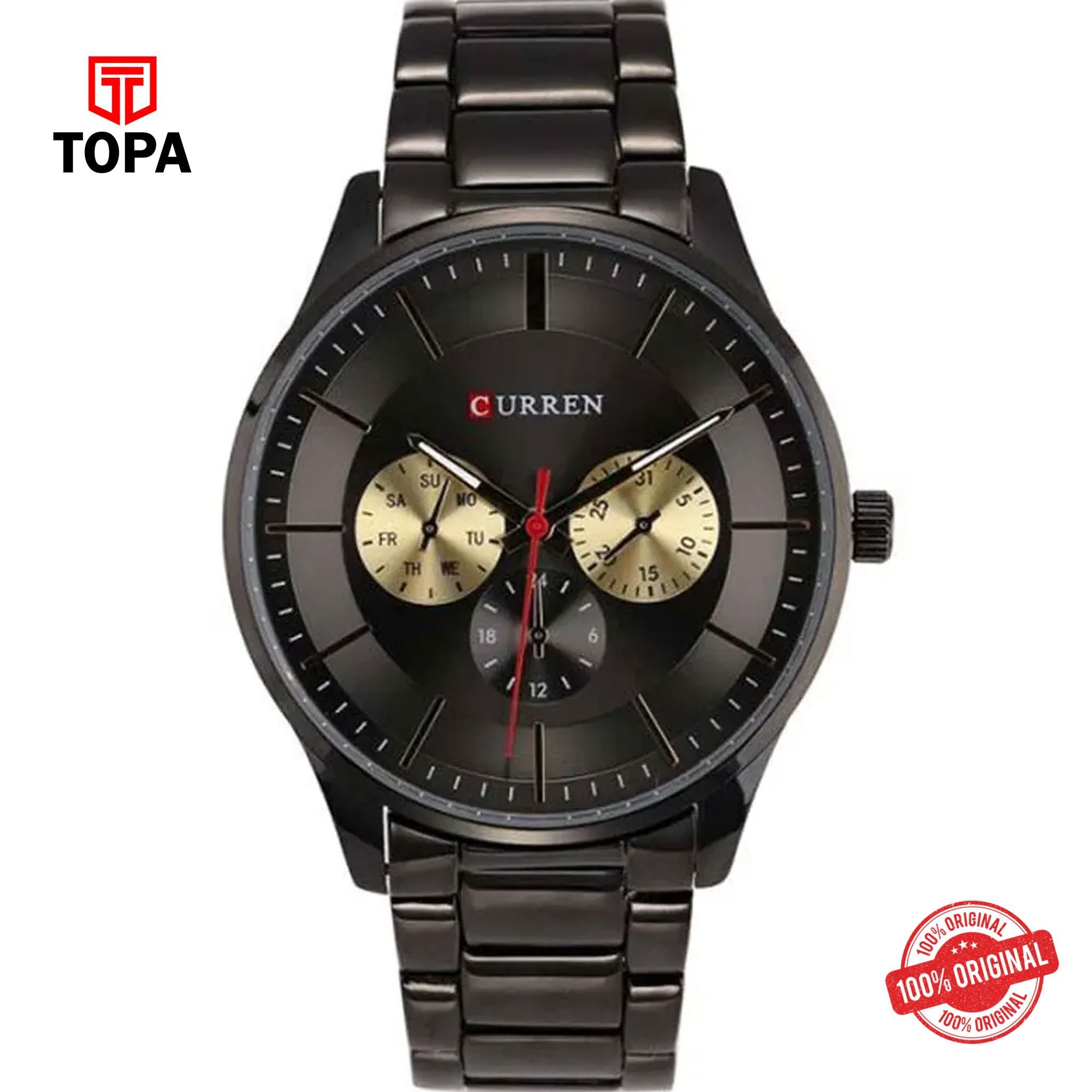 Topa Curren-8282-BLK-Metal-Band-Men-Watch - Product Image 1