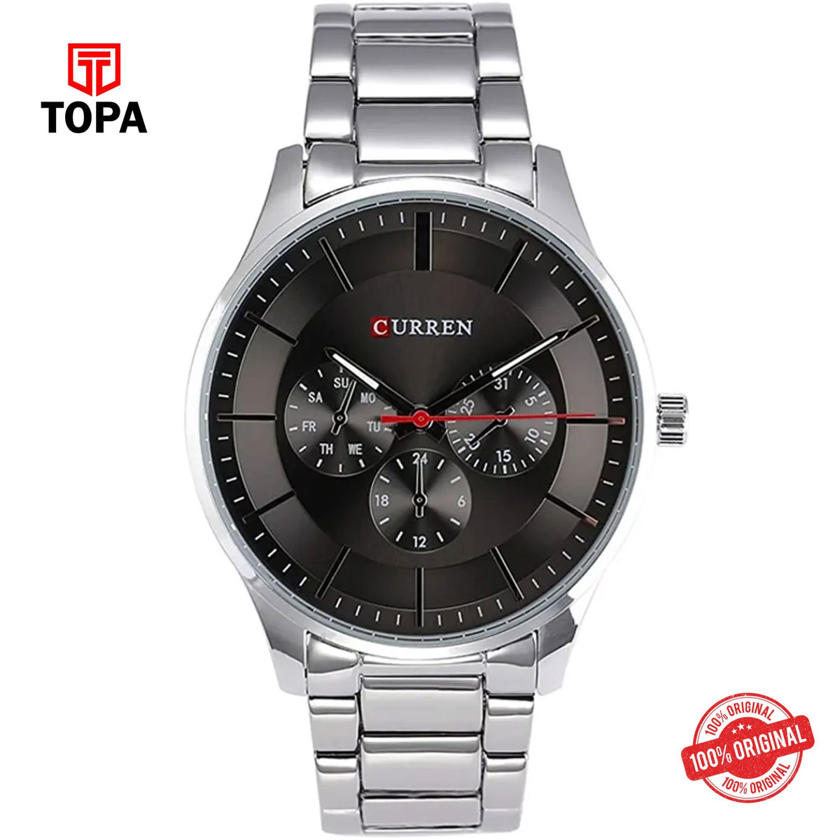 Topa Curren-8282-CH-GRY-Metal-Band-Men-Watch - Product Image 1