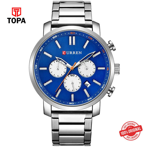 Topa Curren-8315-CH-BLU-Metal-Band-Men-Watch - Product Image 1