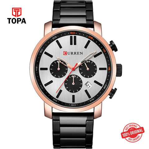 Topa Curren-8315-RSBLK-GRY-Metal-Band-Men-Watch - Product Image 1