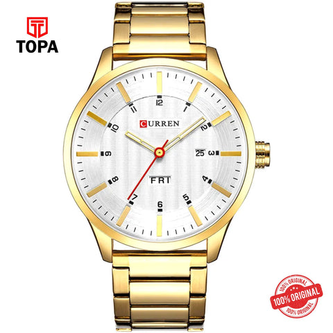 Topa Curren-8316-GLD-WHT-Metal-Band-Men-Watch - Product Image 1