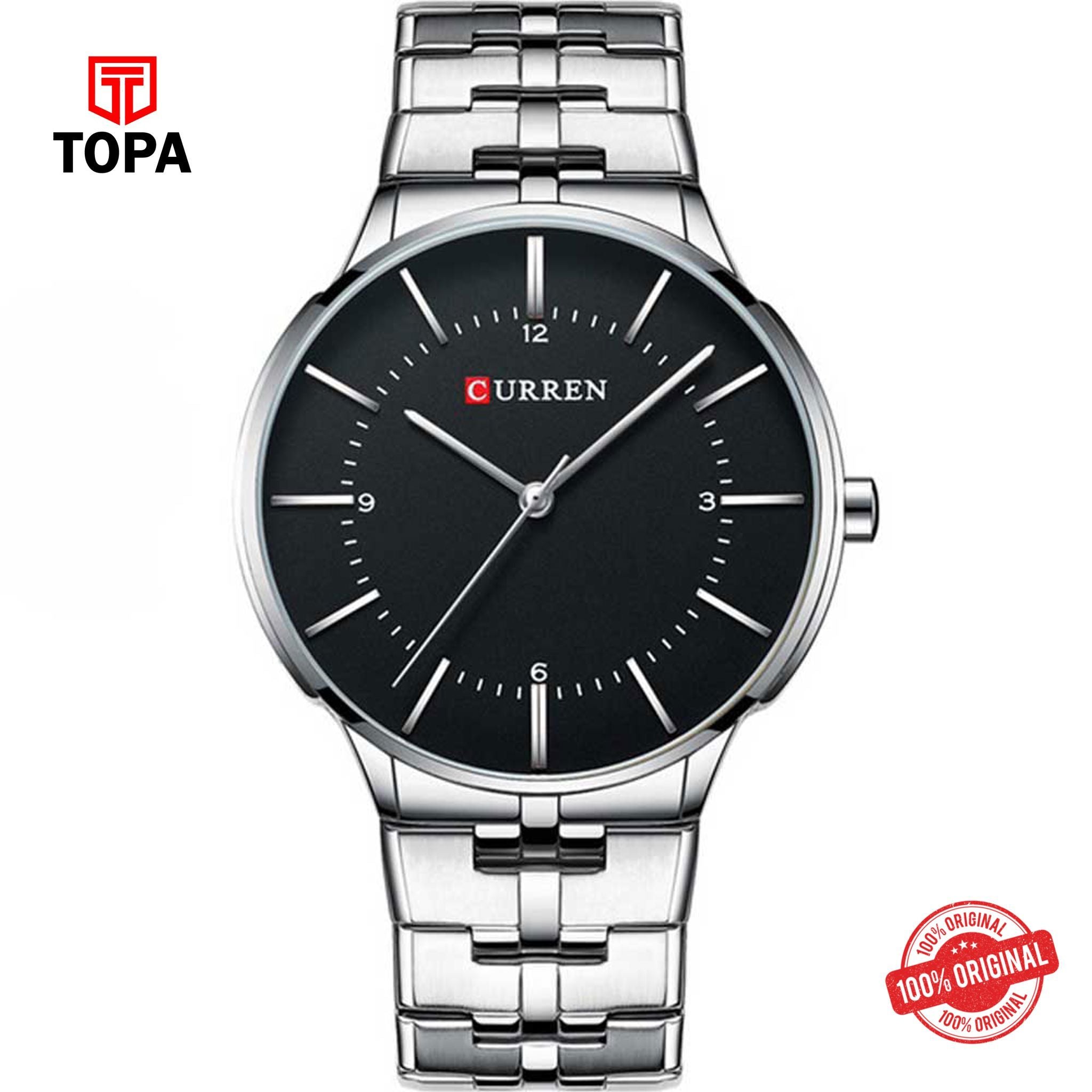 Topa Curren-8321-CH-BLK-Metal-Band-Men-Watch - Product Image 1