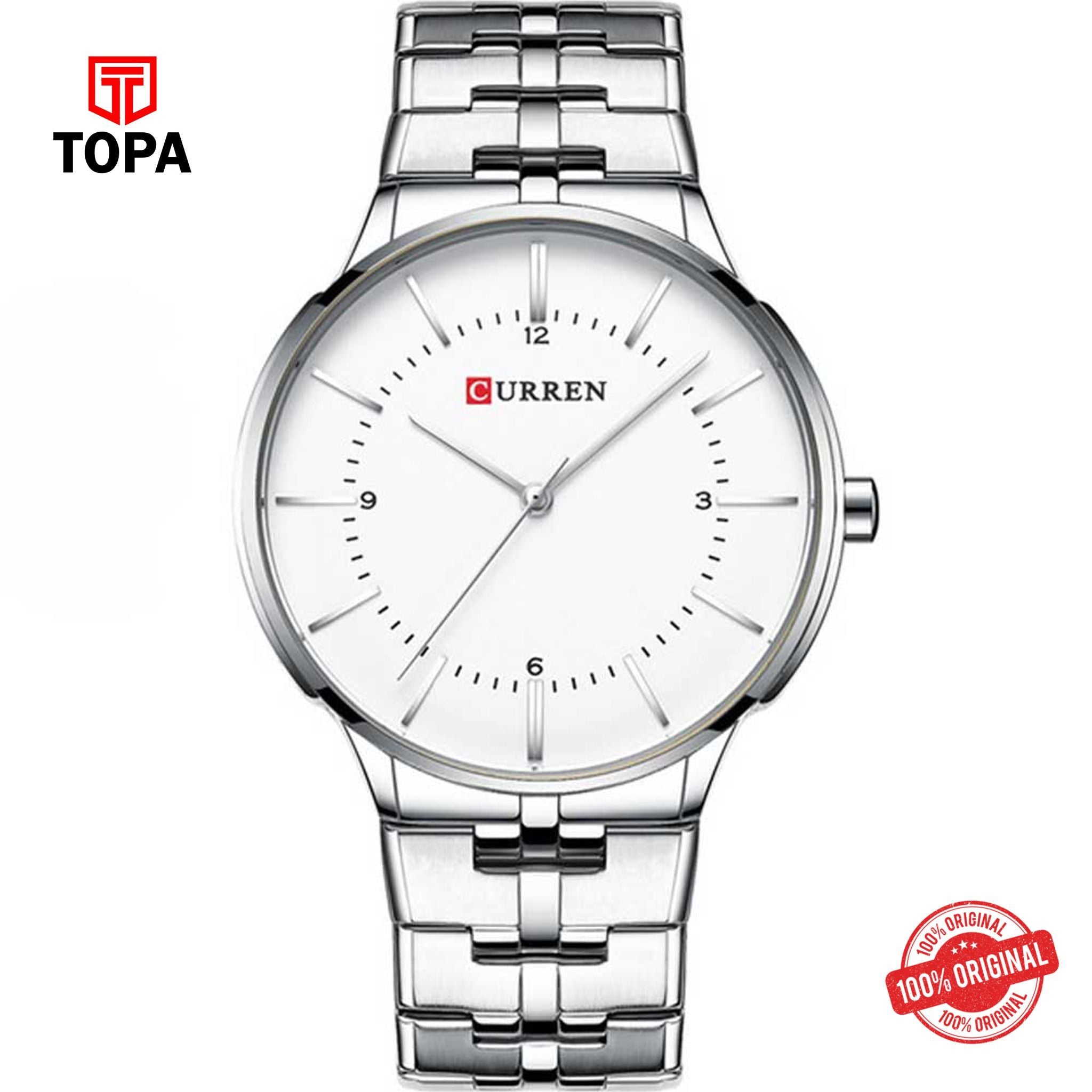 Topa Curren-8321-CH-WHT-Metal-Band-Men-Watch - Product Image 1