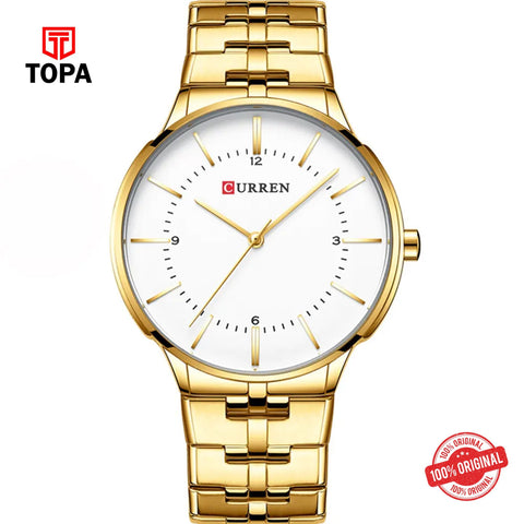 Topa Curren-8321-GLD-WHT-Metal-Band-Men-Watch - Product Image 1
