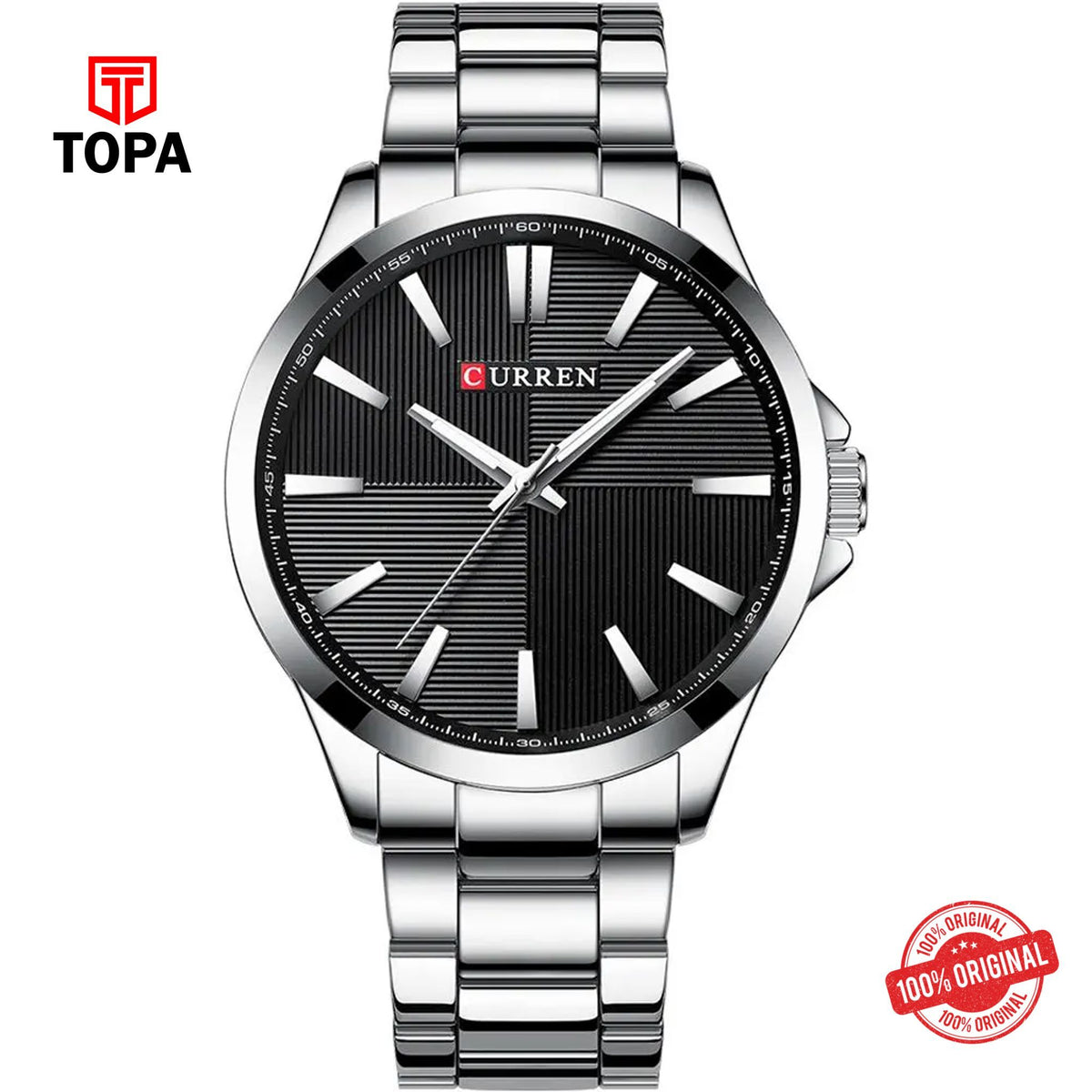 Topa Curren-8322-CH-BLK-Metal-Band-Men-Watch - Product Image 1