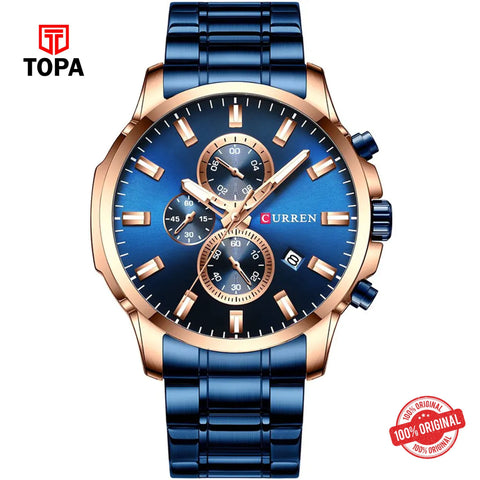 Topa Curren-8348-RSBLU-BLU-Metal-Band-Men-Watch - Product Image 1