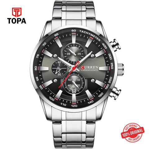 Topa Curren-8351-CH-BLK-Metal-Band-Men-Watch - Product Image 1