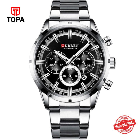 Topa Curren-8355-CH-GRY-Metal-Band-Men-Watch - Product Image 1