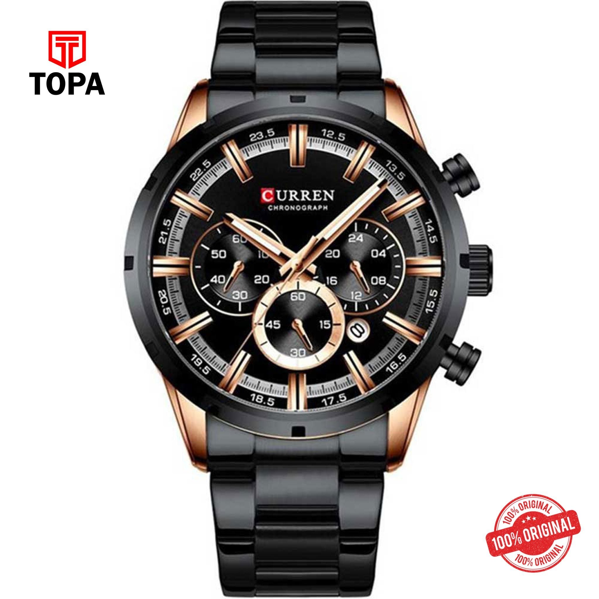Topa Curren-8355-RS-BLK-Metal-Band-Men-Watch - Product Image 1
