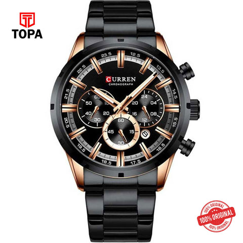 Topa Curren-8355-RS-BLK-Metal-Band-Men-Watch - Product Image 1