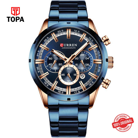 Topa Curren-8355-RS-BLU-Metal-Band-Men-Watch - Product Image 1