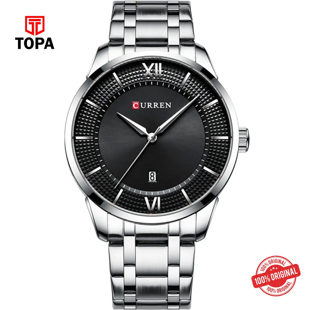 Topa Curren-8356-CH-BLK-Metal-Band-Men-Watch - Product Image 1