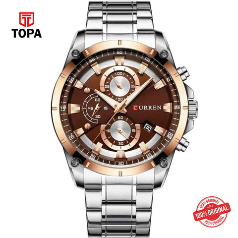Topa Curren-8360-CHTT-BRN-Metal-Band-Men-Watch - Product Image 1