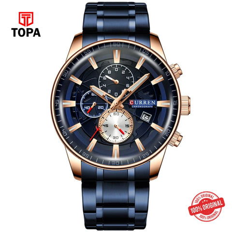 Topa Curren-8362-RSBLU-BLU-Metal-Band-Men-Watch - Product Image 1