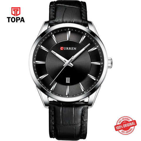 Topa Curren-8365-CH-BLK-Leather-Band-Men-Watch - Product Image 1