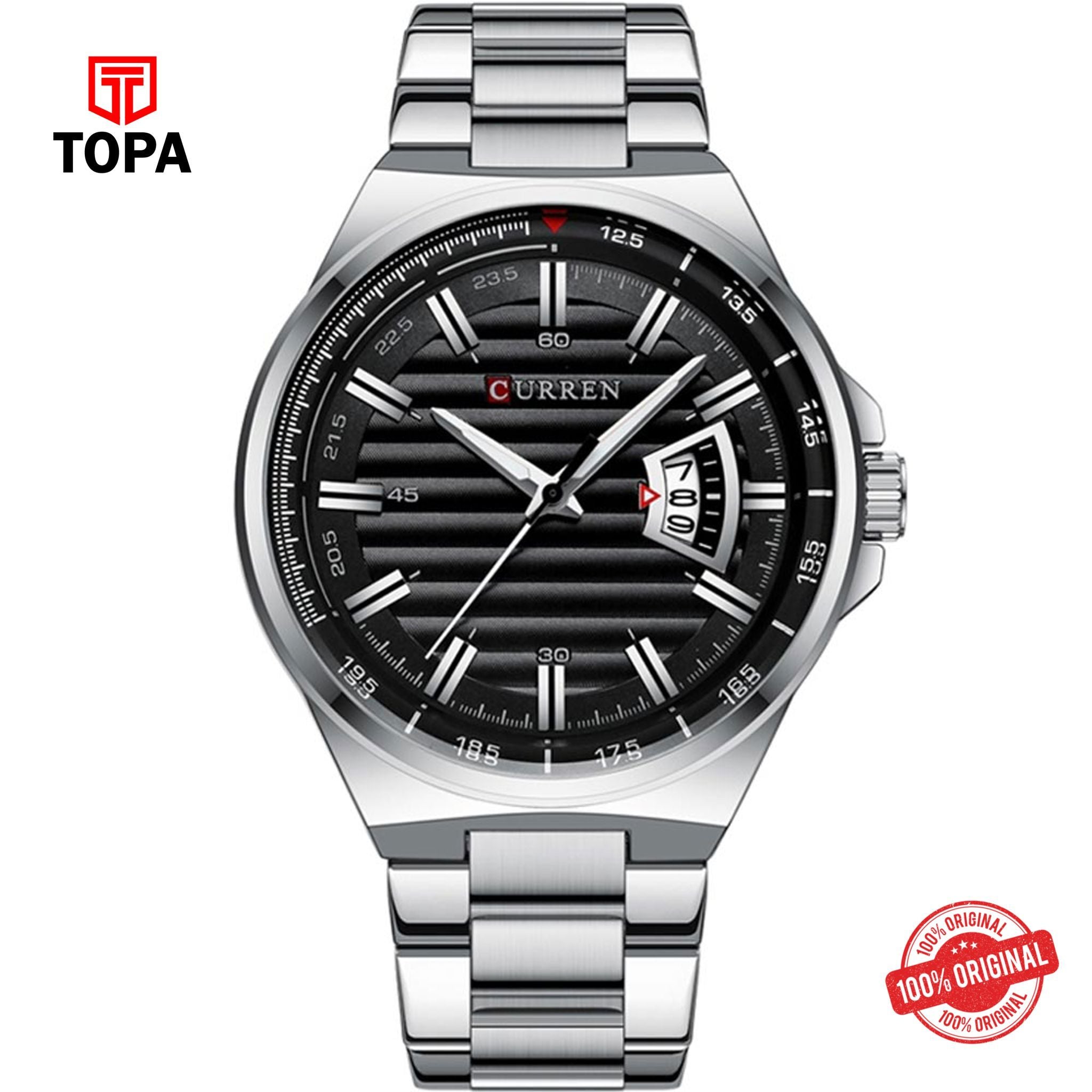 Topa Curren-8375-CH-BLK-Metal-Band-Men-Watch - Product Image 1