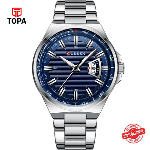 Topa Curren-8375-CH-BLU-Metal-Band-Men-Watch - Product Image 1