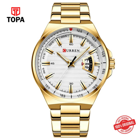 Topa Curren-8375-GD-WHT-Metal-Band-Men-Watch - Product Image 1