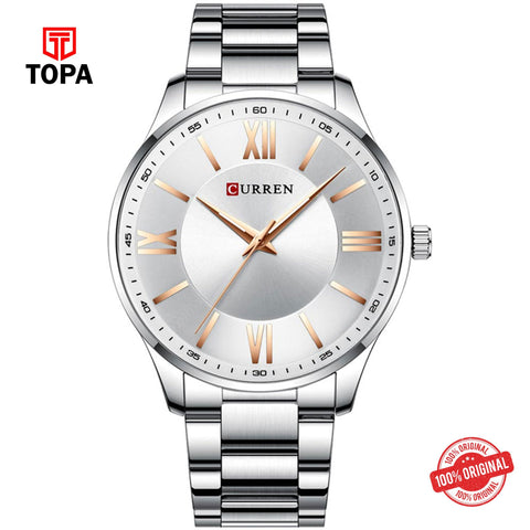Topa Curren-8383-CH-WHT-Metal-Band-Men-Watch - Product Image 1