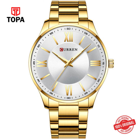 Topa Curren-8383-GLD-WHT-Metal-Band-Men-Watch - Product Image 1