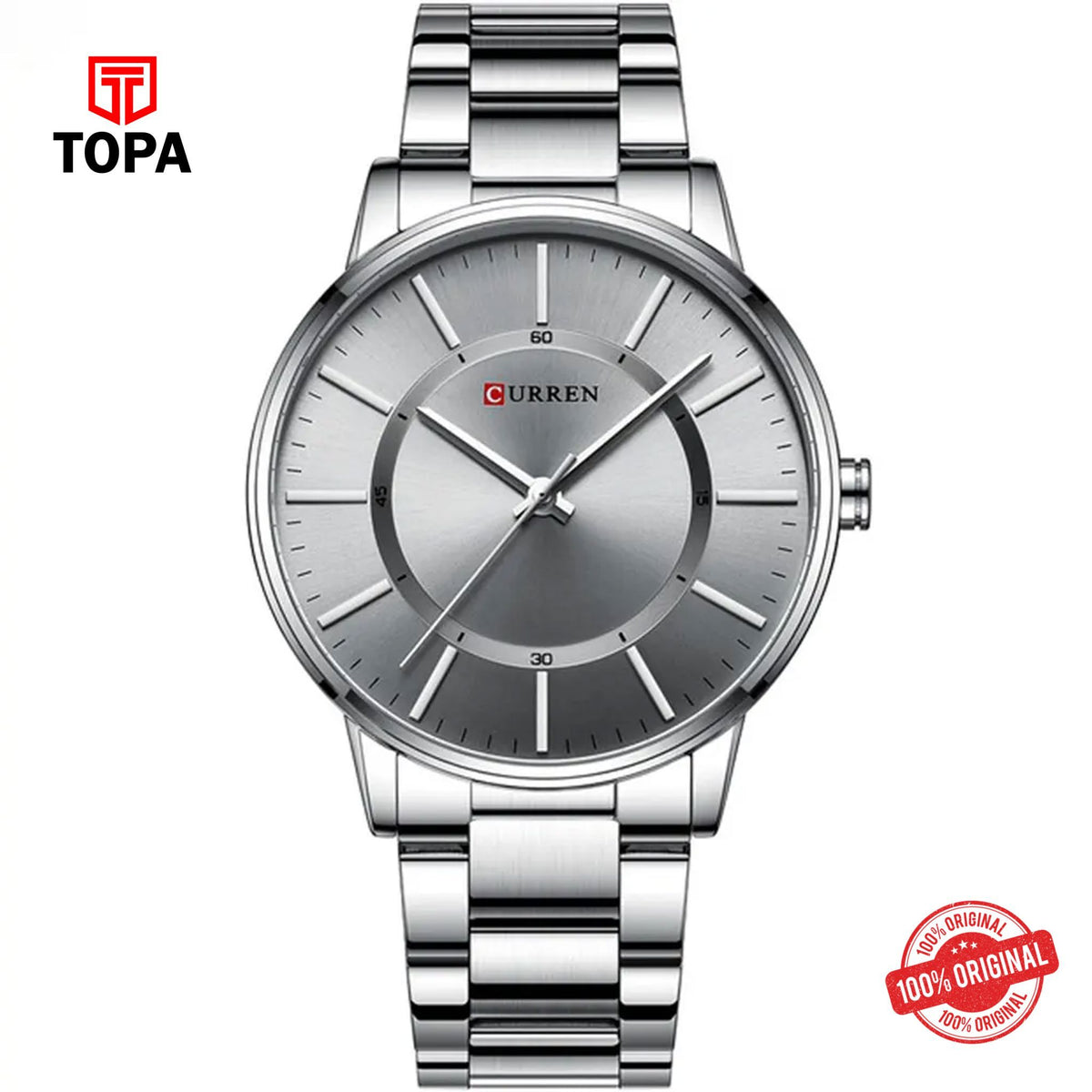 Topa Curren-8385-CH-GRY-Metal-Band-Men-Watch - Product Image 1
