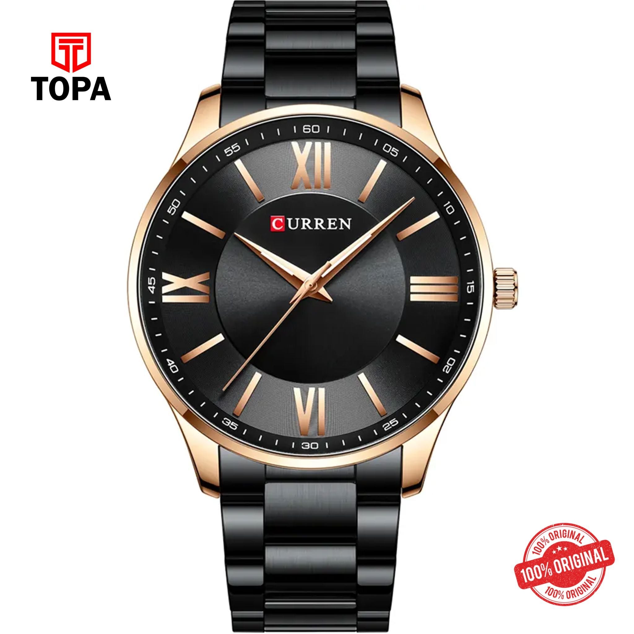 Topa Curren-8385-RS-BLK-Metal-Band-Men-Watch - Product Image 1