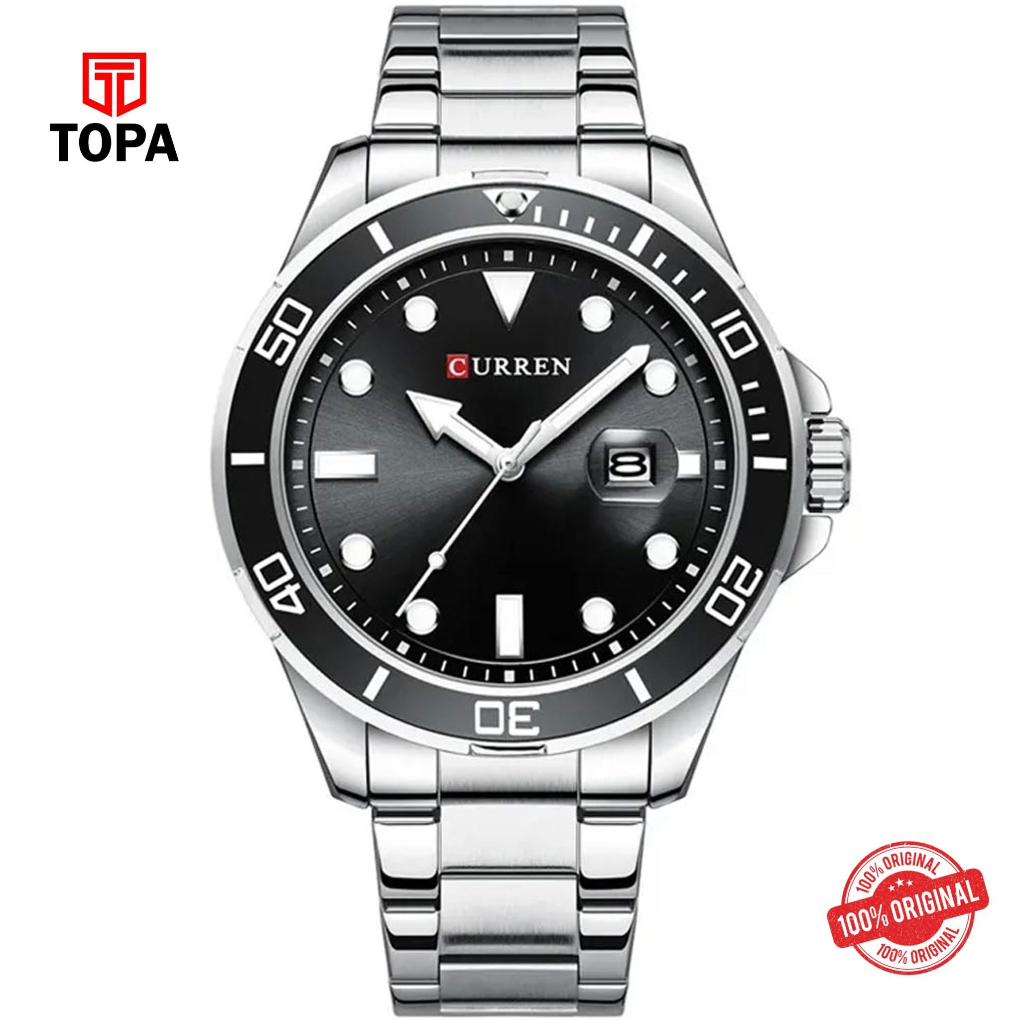 Topa Curren-8388-CH-BLK-Metal-Band-Men-Watch - Product Image 1