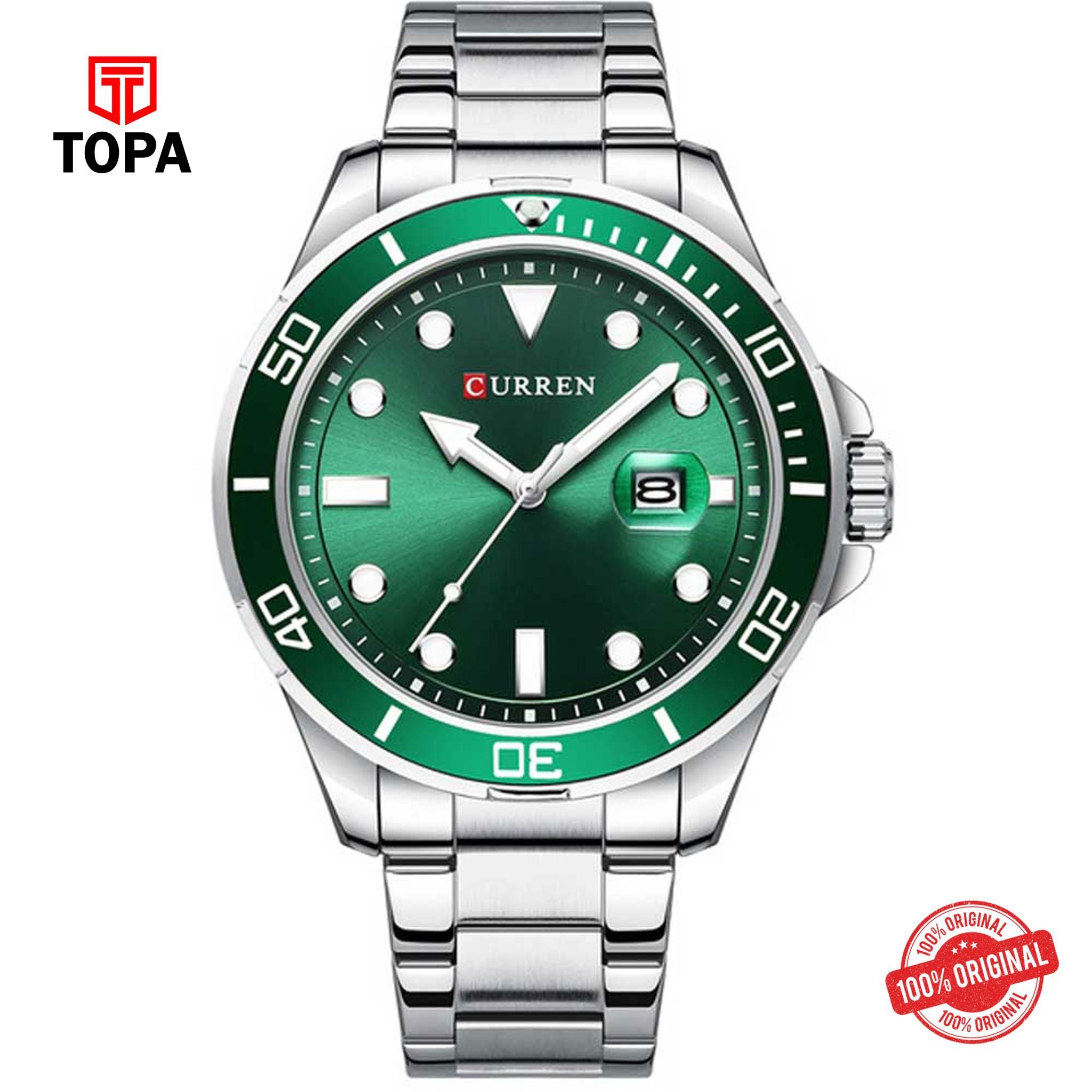 Topa Curren-8388-CH-GRN-Metal-Band-Men-Watch - Product Image 1