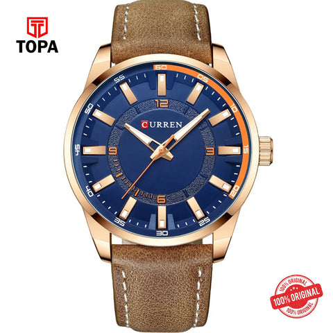 Topa Curren-8390-RSBRN-BLU-Leather-Band-Men-Watch - Product Image 1