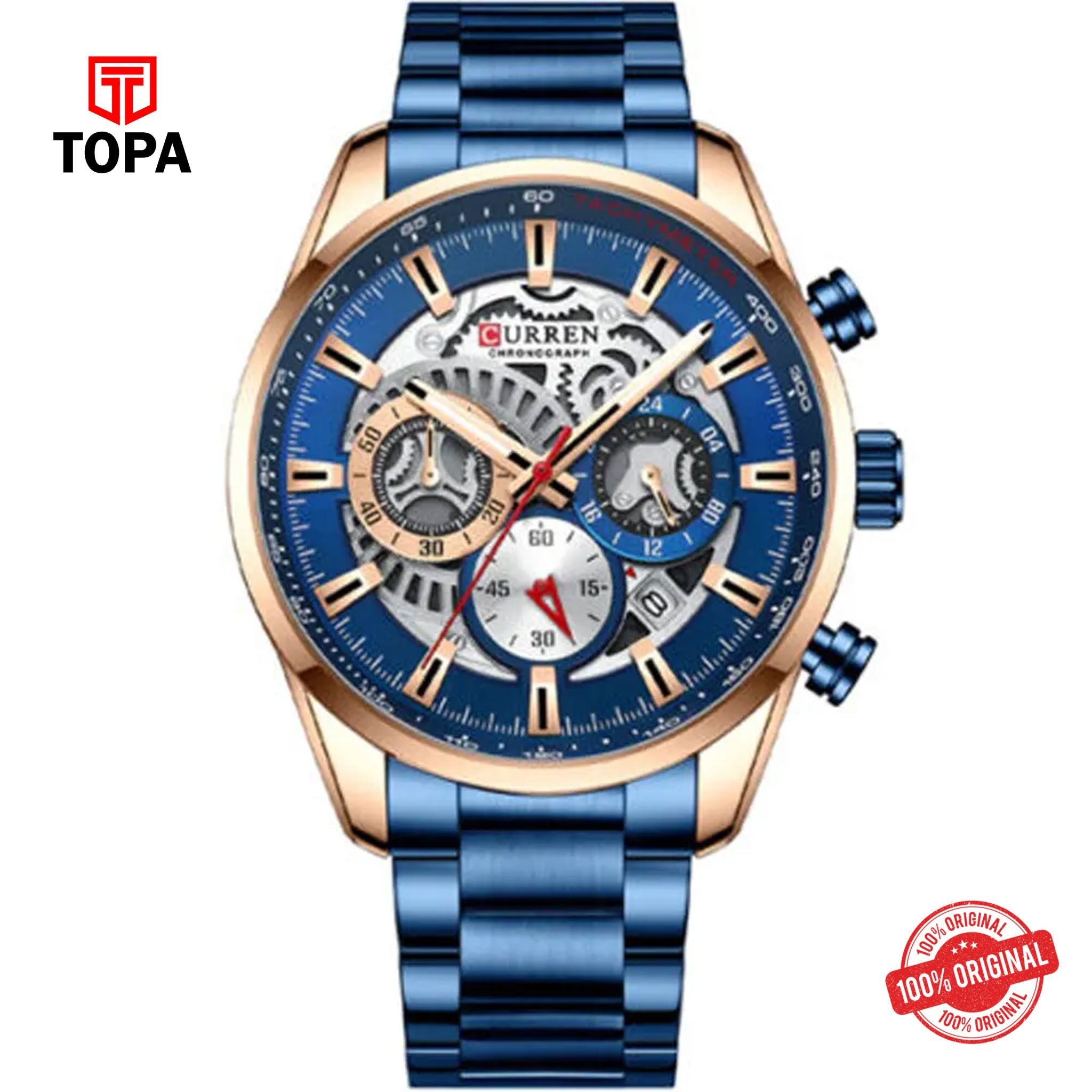 Topa Curren-8391-RSBLU-BLU-Metal-Band-Men-Watch - Product Image 1