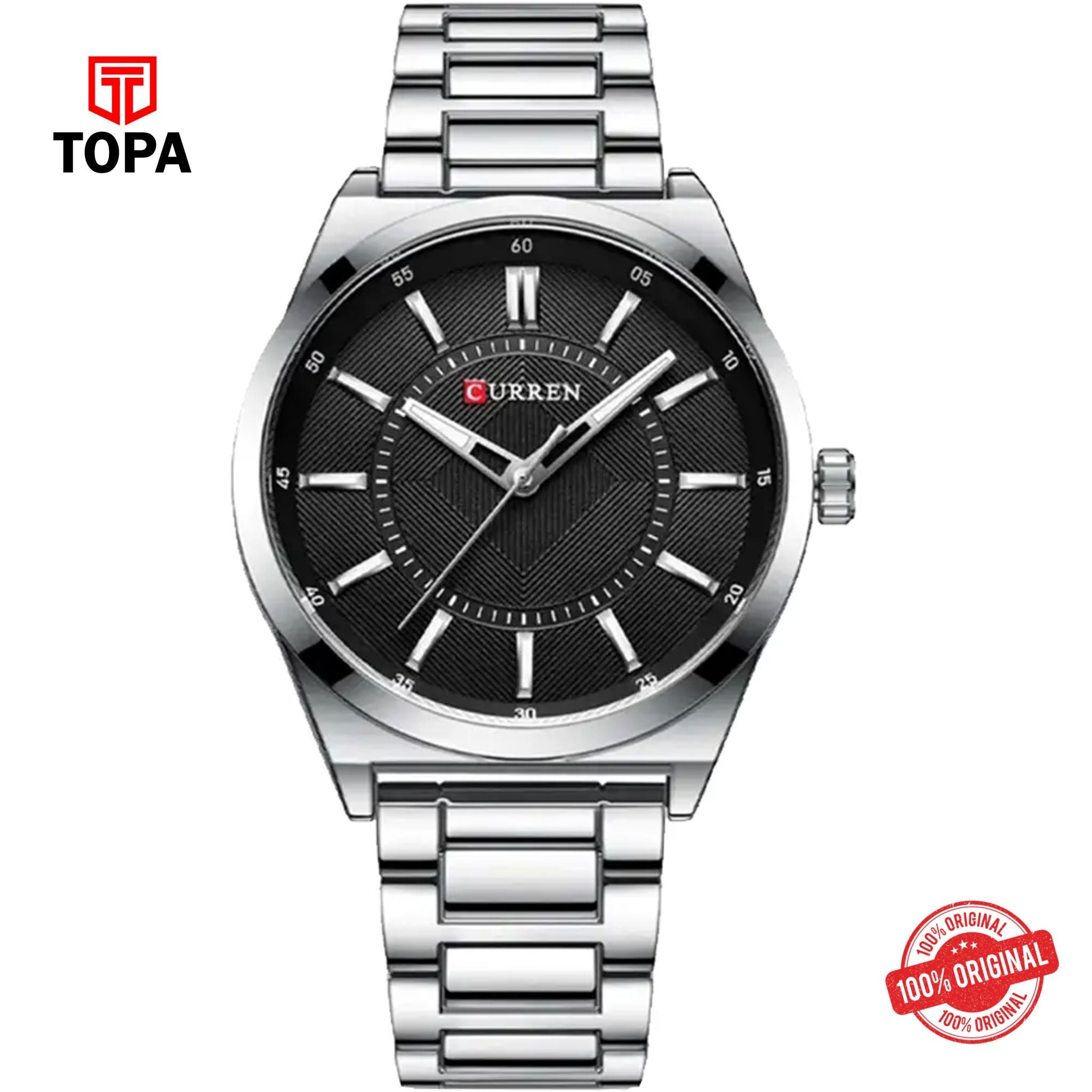 Topa Curren-8407-CH-BLK-Metal-Band-Men-Watch - Product Image 1