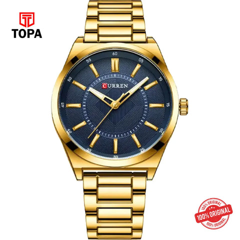 Topa Curren-8407-GLD-BLU-Metal-Band-Men-Watch - Product Image 1