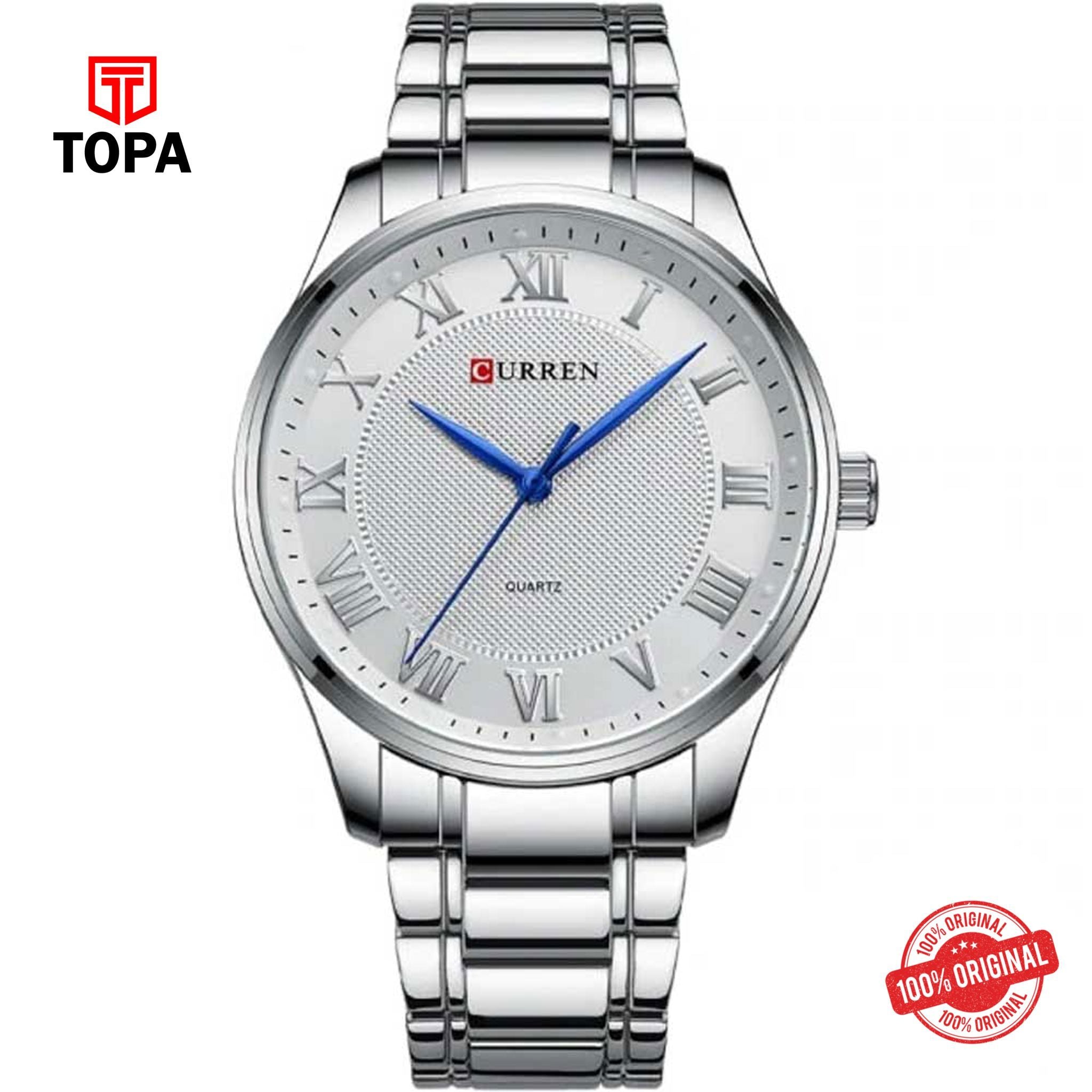 Topa Curren-8409-CH-WHT-Metal-Band-Men-Watch - Product Image 1